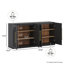 Ensemble de 2 buffets de 65 po avec portes en bois à double arc et tablettes réglables, ébène-1217782243
