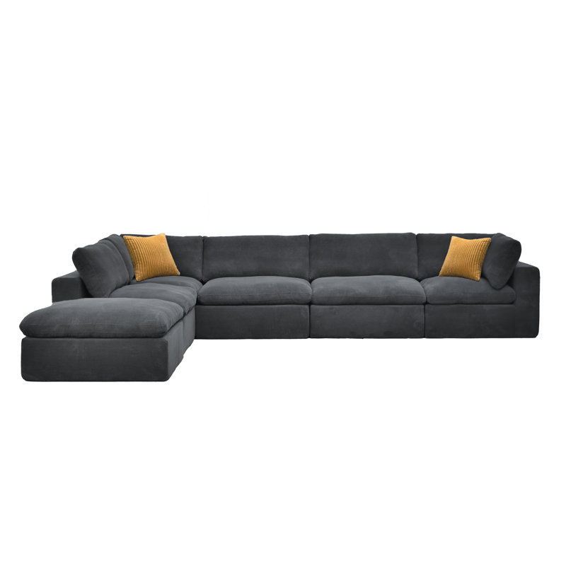 Manmobowlquay Full Compressed Modular Sectional, Dark Gray