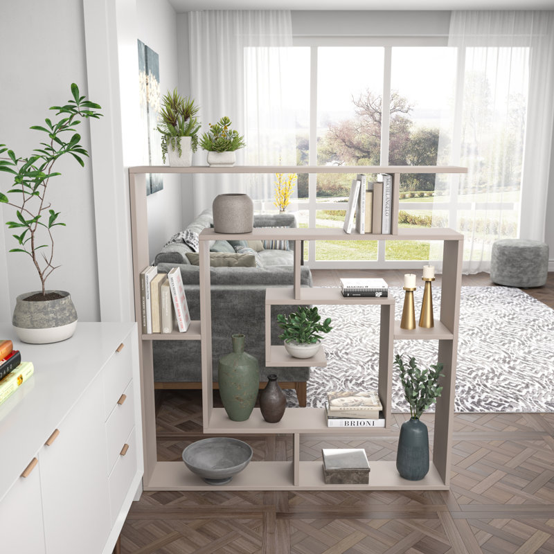Abston Geometric Bookcase, Light Mocha