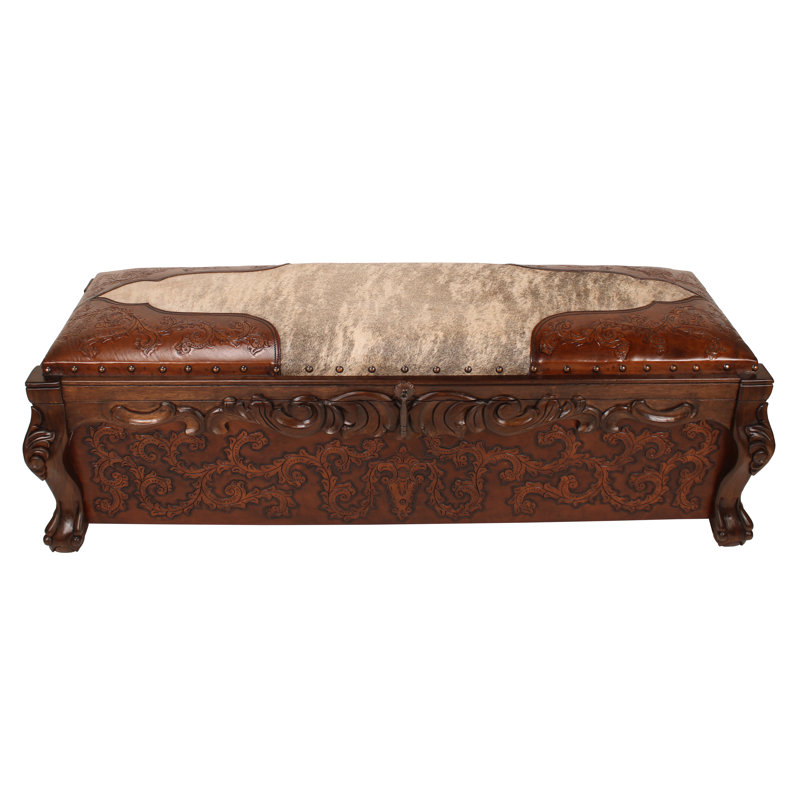 Banc de rangement en cuir véritable