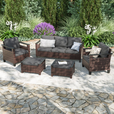 Ensemble de canapé de patio 5 pièces avec coussin épaississant