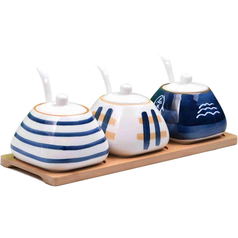 Pot à épices en porcelaine avec ensemble de 3 pots à condiments
