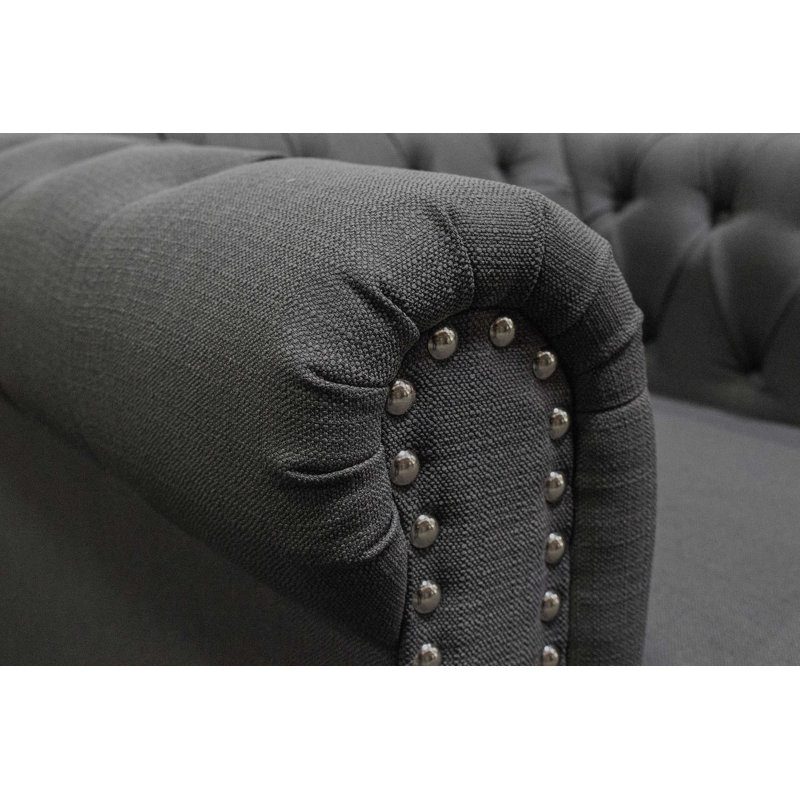 Hodson Upholstered Tufted Arm Chair , Klein Charcoal