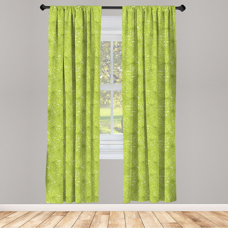 Tropic Floral Semi-Sheer Rod Pocket Curtain Panels, 28" x 95"