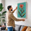 Coral Bloom Botanical - Wrapped Canvas-431459147-431459158