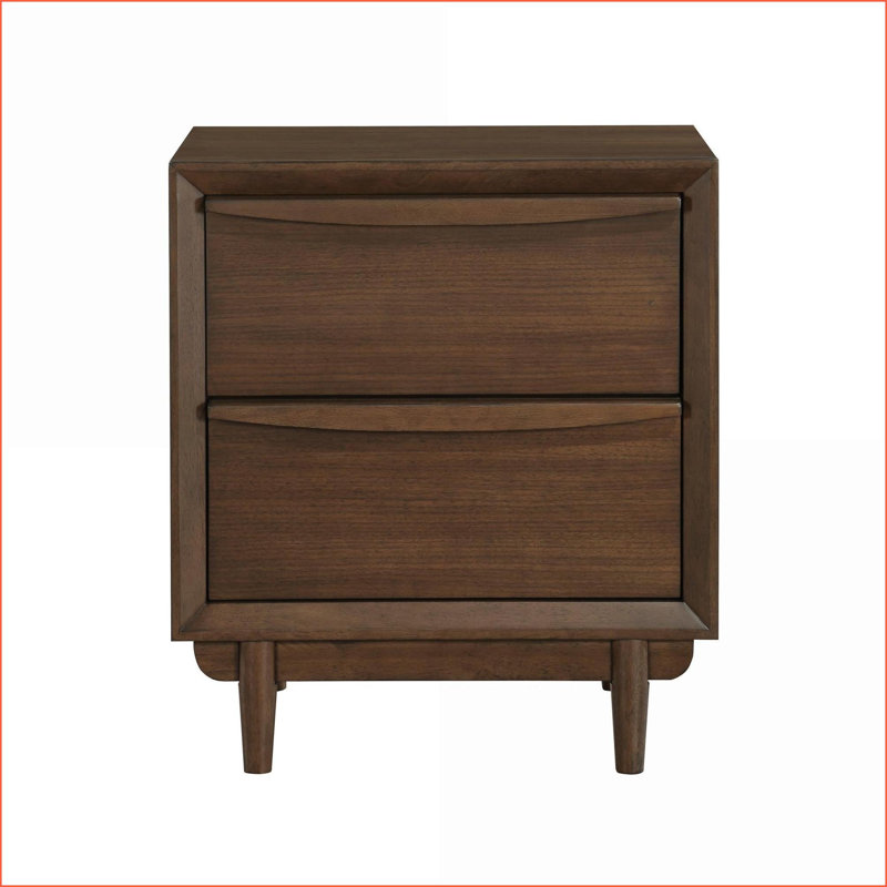 Table de chevet Mid-Century moderne en noyer avec 2 tiroirs Port USB