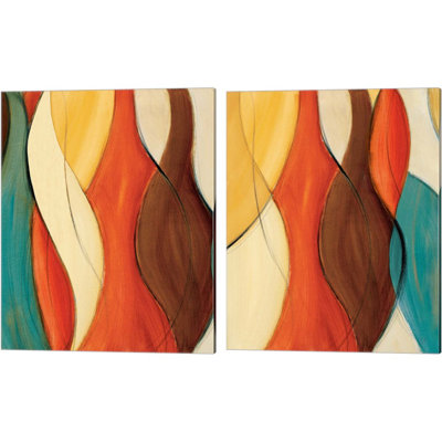 «Orange Coalescence» par Lanie Loreth, art sur toile (ensemble de 2)