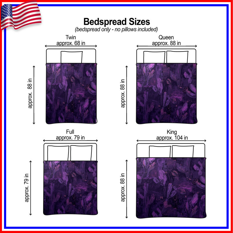 Purple Cactus Abstract Bedding Cactus Bedspread Abstract, King