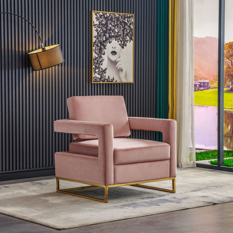 Teagann Upholstered Armchair, Pink Velvet