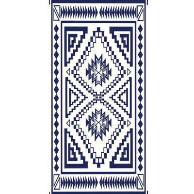 Patio Rug, Reversible Outdoor Waterproof Plastic Straw Rug With Carry Bag, Blue And White Patchwork, 310G/M Polypropylene, Suitable For Camping Beach Trips Square Patchwork Style, Ideal Rv Picnics