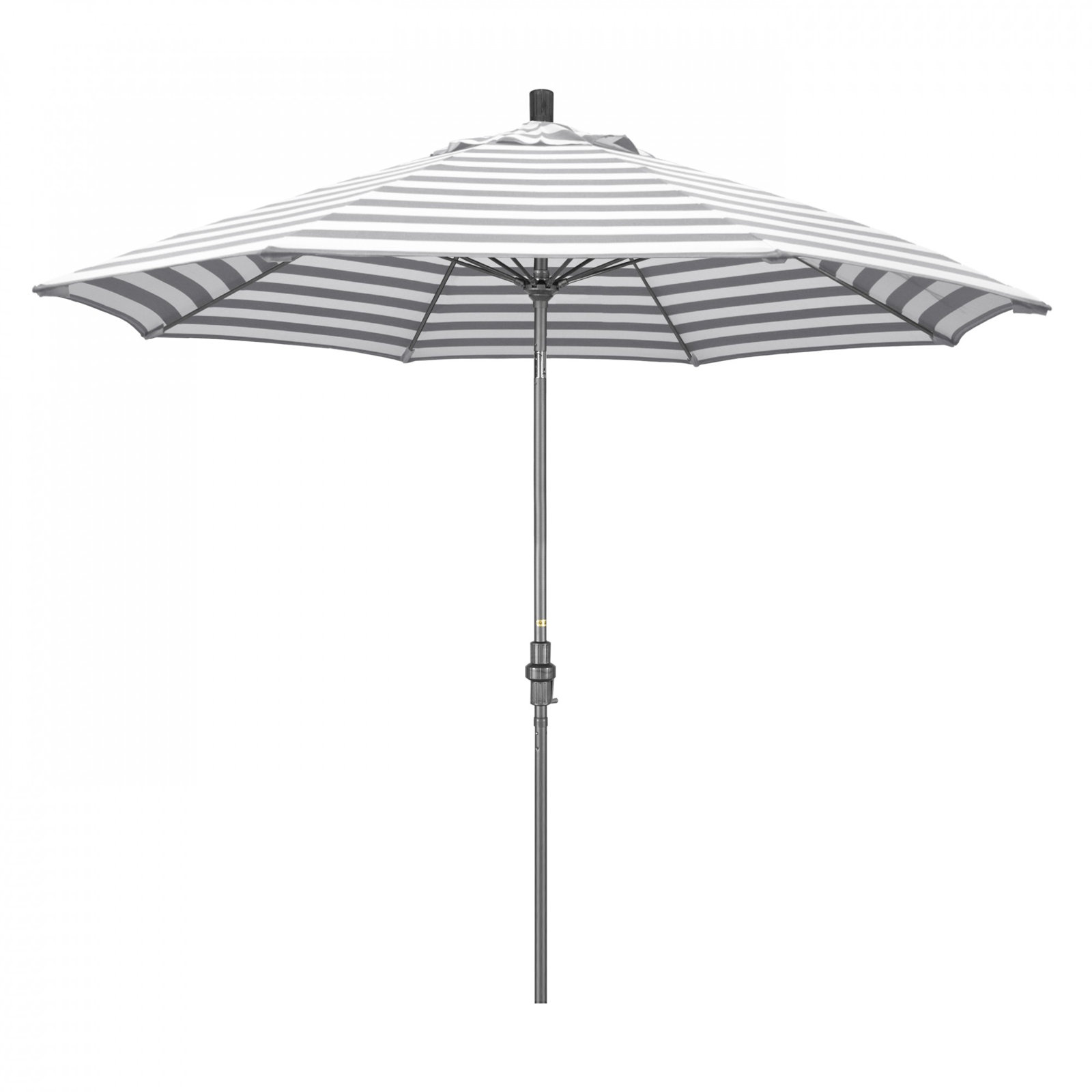 Hemenway 9' Umbrella, Gray White Cabana Stripe, Matted White