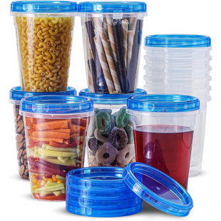 24 PCS Freezer Storage Containers With Lids-12 Plastic 32 Oz Deli Containers With 12 Screw Lids-Freezer Containers For Soup With Twist Top Lids-Reusable Plastic Box For Lunch, Gym, Travel