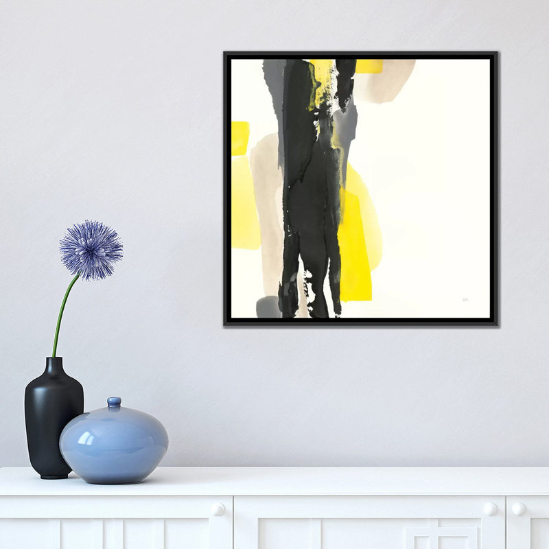 «Black and Yellow II», reproduction sur toile, H 18 po x l 18 po x P 1,5 po, Toile avec cadre noir, Pas de tapis