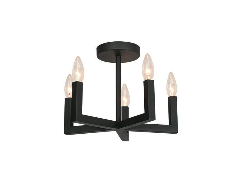77D5FE3AE0FE4C7498A9B7229CFFA908 Plafonnier semi-encastré Grâce à 5 lumières, culot candélabre, 40 watts, noir