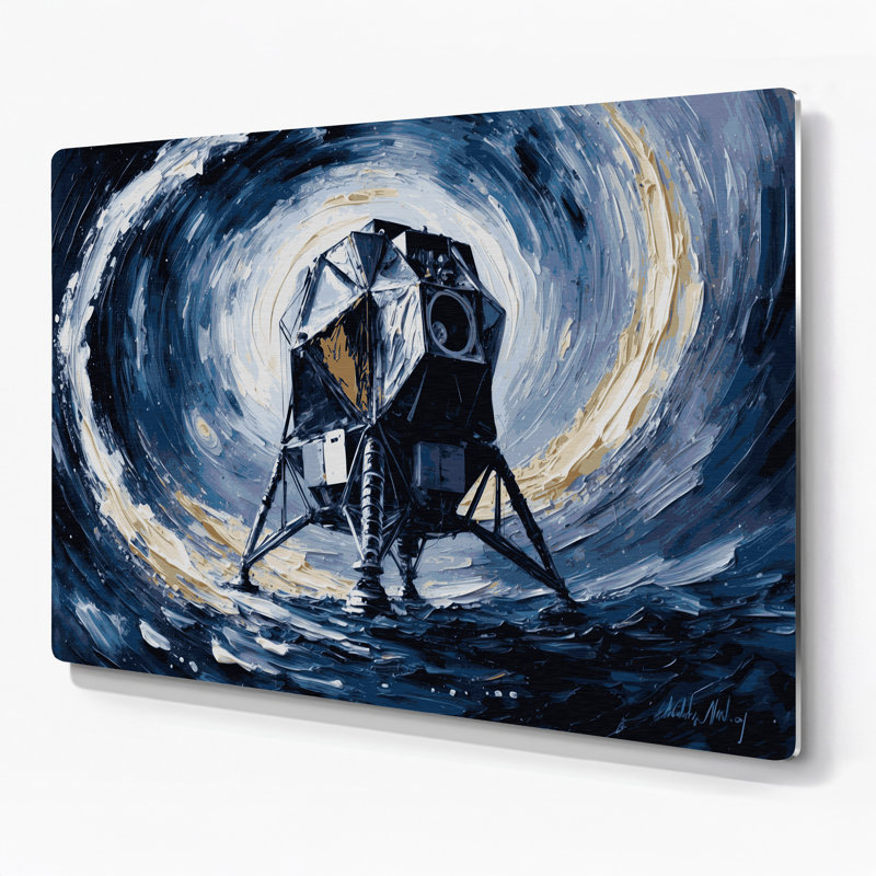 «Space Apollo programme commemoratives», art mural en métal gris, H 16 po x l 20 po