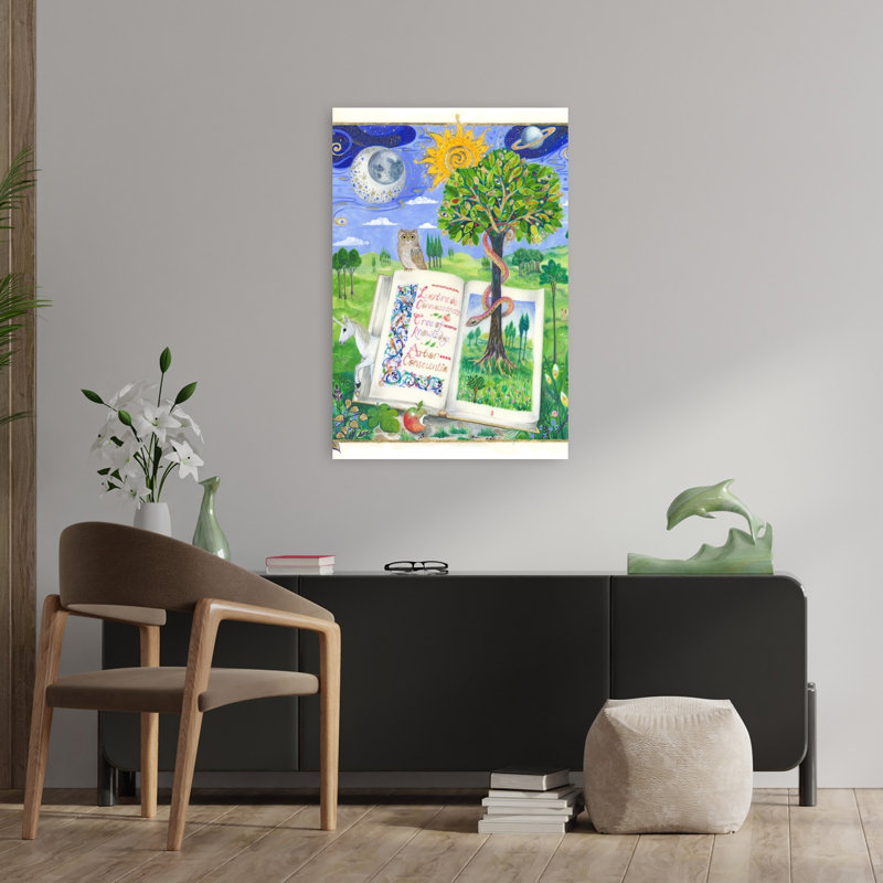 Arbre de la connaissance, hibou mystique abstrait, paysage de serpent, nature, affiche murale, 36" H x 24" W