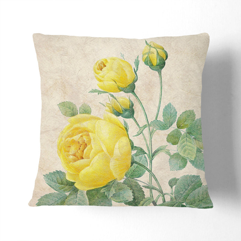 Floral Square Throw Cushion, 55cm H x 55cm W x 20cm D, Black