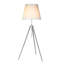 Lampe sur pied 66 po avec abat-jour tambour blanc, base trépied moderne en métal chromé