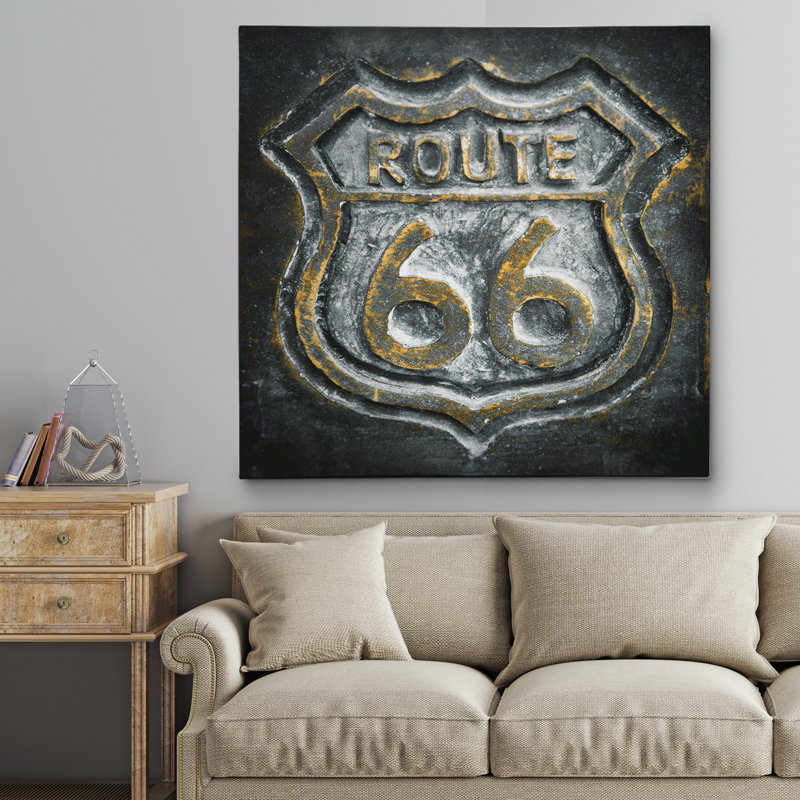 " Route 66 ", 16" H x 16" W x 1.5" D, Wrapped Canvas