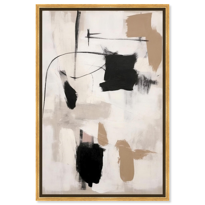 Strings in Abstraction Canvas Muted Abstract Wall Art by Art Remedy, Gold Framed, 46" H x 31" W