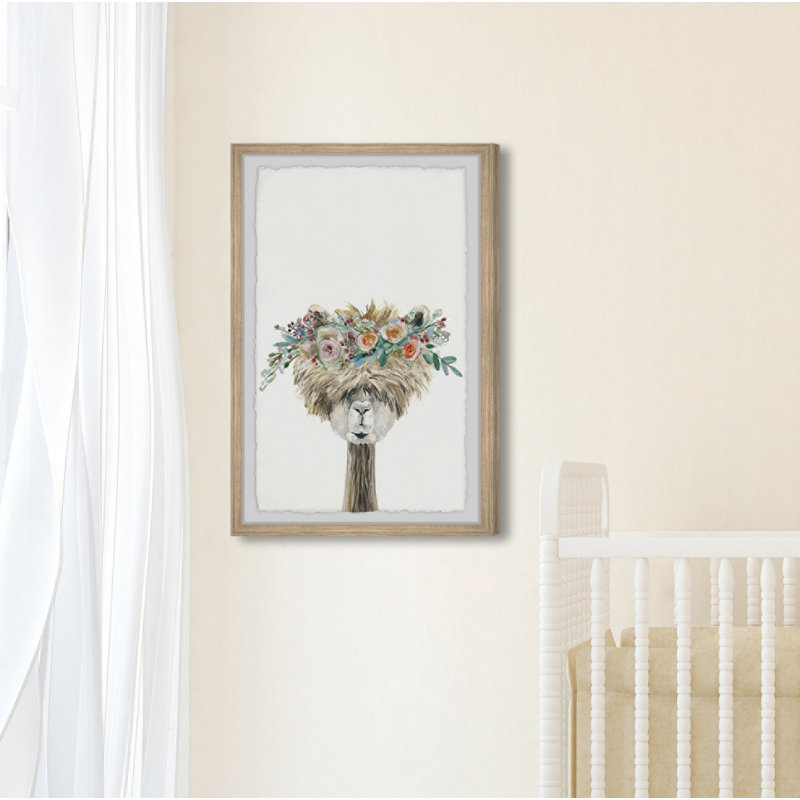 Roderica «Laid-back Flower Crowned Llama», reproduction encadrée, H 30 po x l 20 po x P 1,5 po