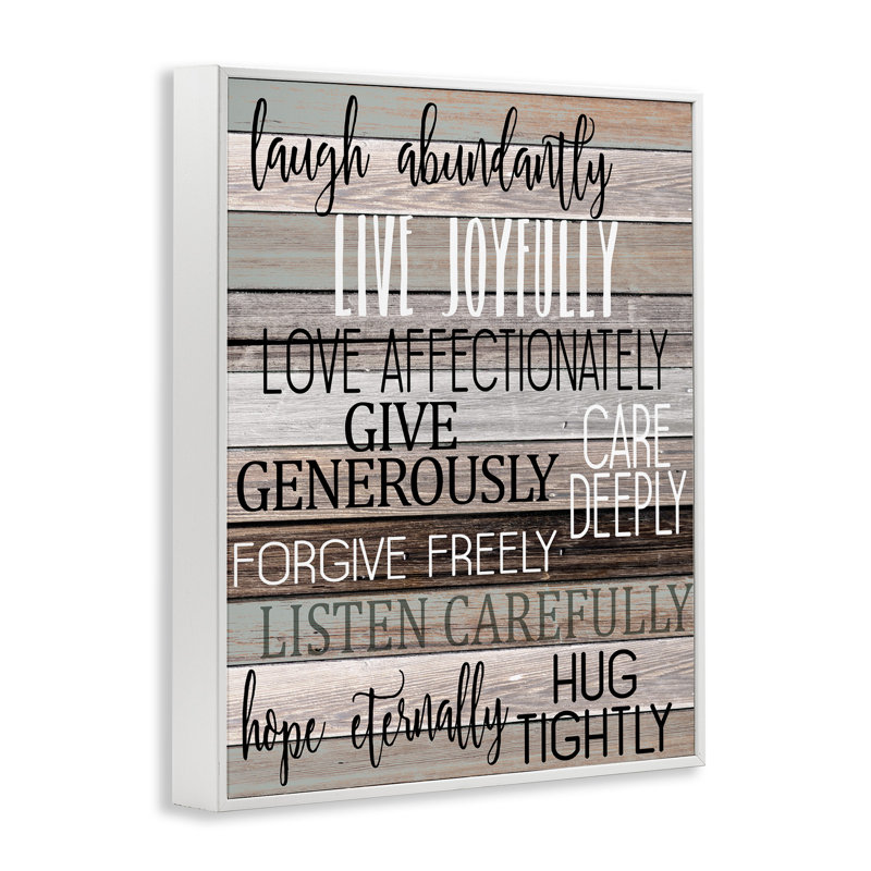 «Rustic Live Joyful Expressions», estampe numérique encadrée par Kim Allen, H 30 po x l 24 po x P 1,5 po