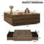 Table basse moderne carrée 47 po avec 2 tiroirs, grande table centrale carrée, table basse en bois pour le salon-152937833-148553216
