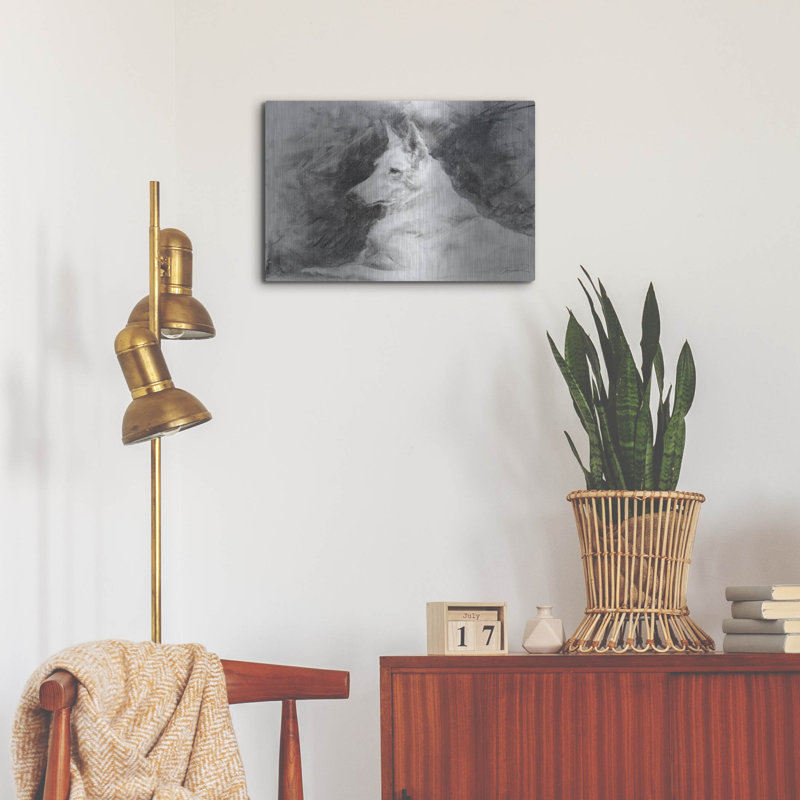 «White Shepherd In Gray» par Robert Campbell, H 16 po x l 24 po