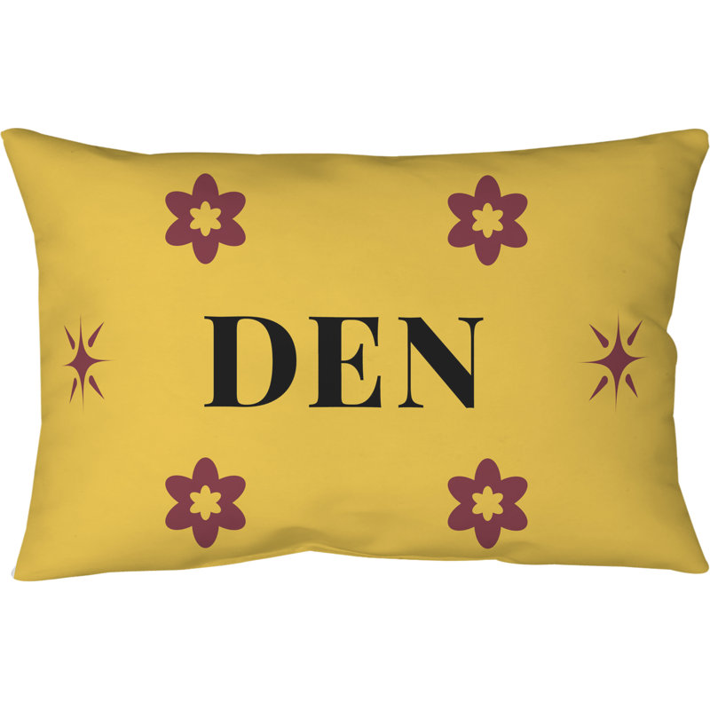 Oreiller en polyester filé Denver , Rouge / doré, Rectangle H 14 po x l 20 po