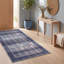 Tapis Fairfax moderne minimaliste à bordure géométrique, bleu marine, turquoise, gris, crème et rose, lavable à la machine, antidérapant, à poils courts, pour l'intérieur et l'extérieur, adapté aux animaux domestiques, idéal pour le salon, la chambre, la salle à manger, l'entrée, le couloir ou le bureau.-1402674613