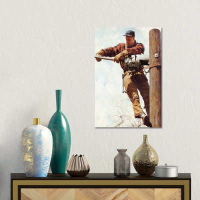 The Lineman by Norman Rockwell - Painting on Canvas