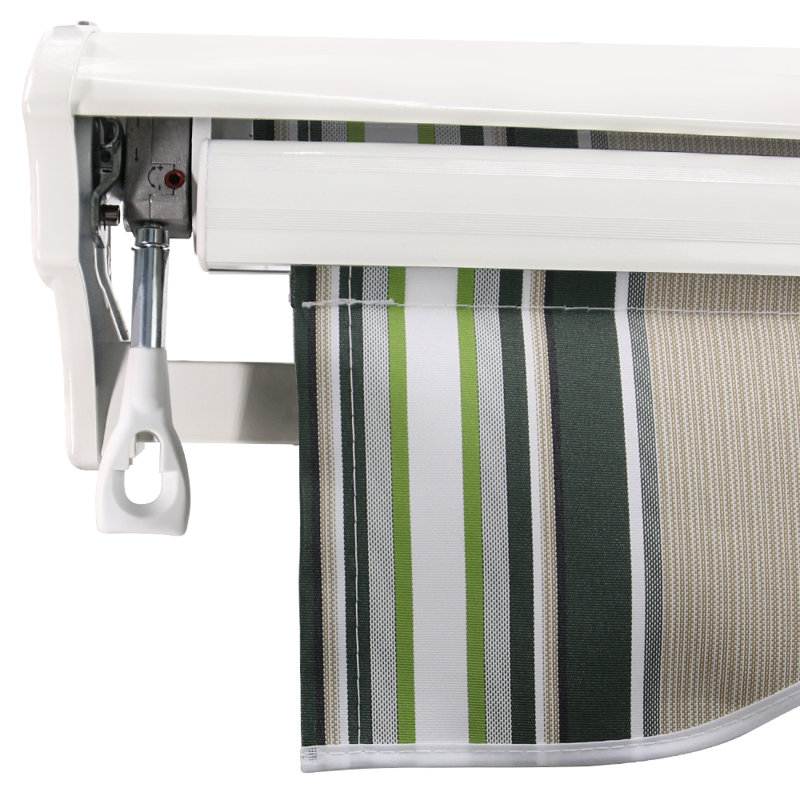 Dakota Fields 350cm W x 250cm D Fabric Multi-Stripe Cover Motorised Retractable Patio Awning