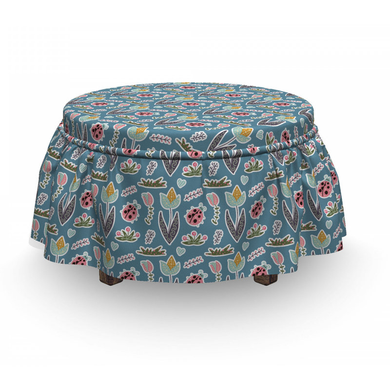 Housse pour repose-pieds doodle forest fleurs