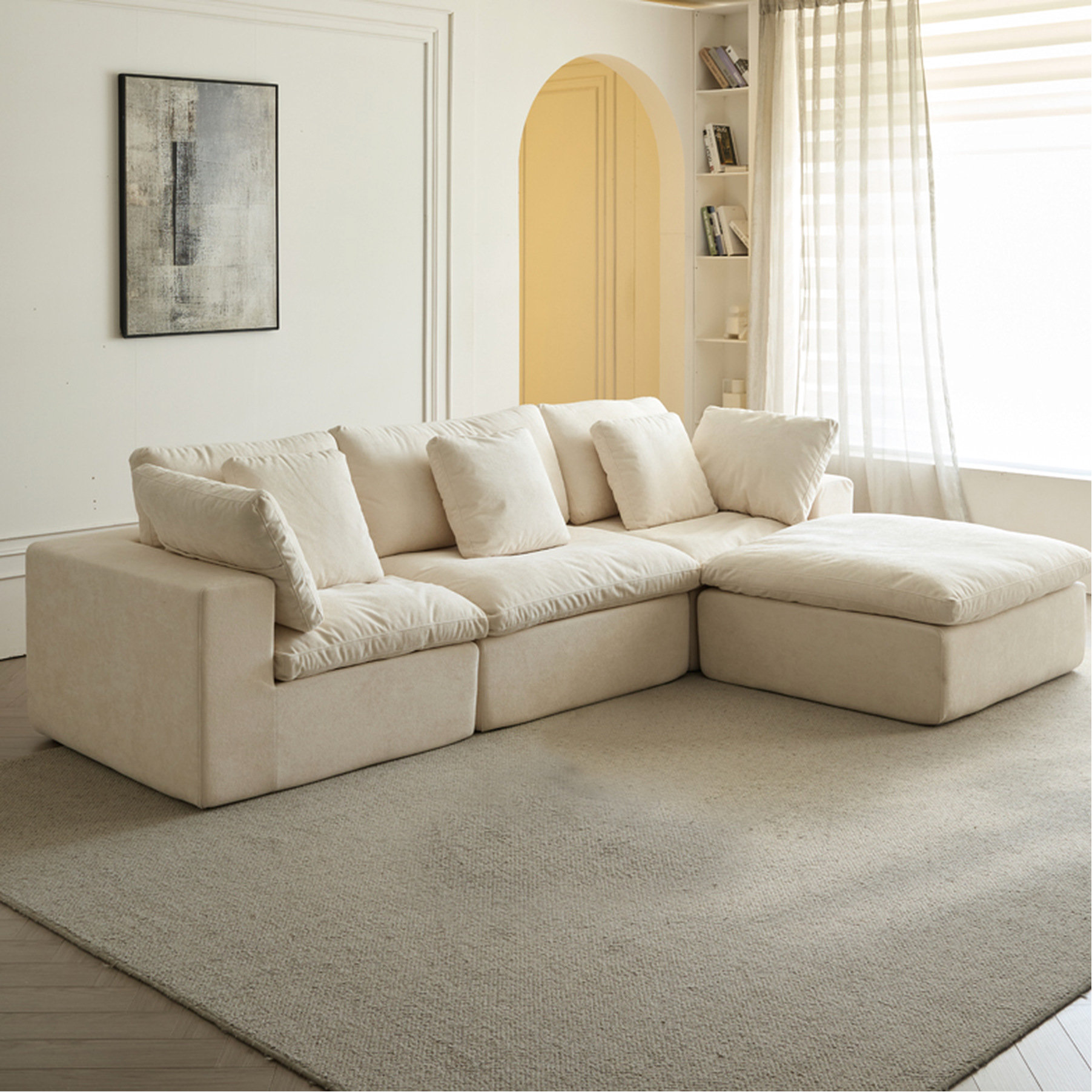 Latitude Run® Cloud Modular L Shaped Corduroy Sectional Couch, 4 - Seat ...