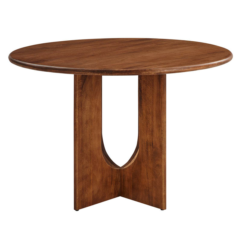 Modway Rivian Round 48" Wood Dining Table, Walnut