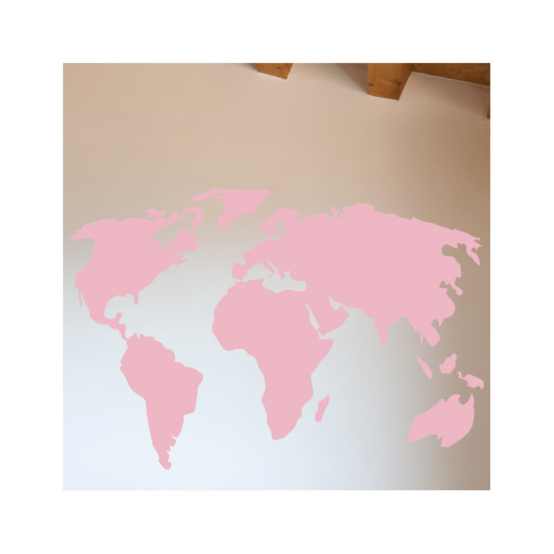 Décalcomanie murale carte du monde, H 22 po x l 32 po x P 0,01 po, Rose œillet