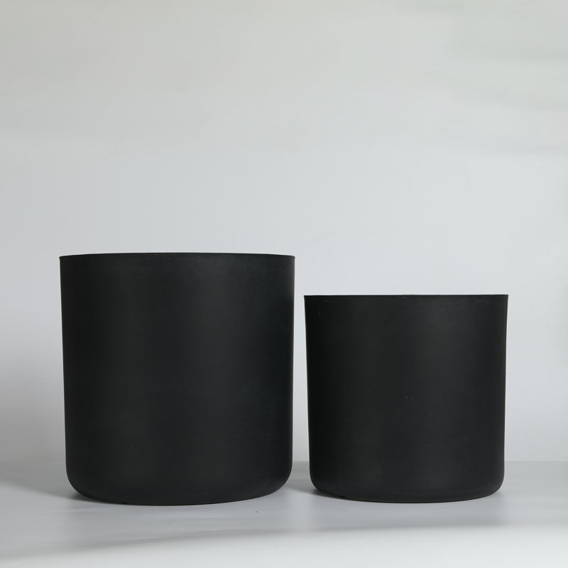 Large Black Planters Set, Magnesium Oxide Modern Rustic Home Patio