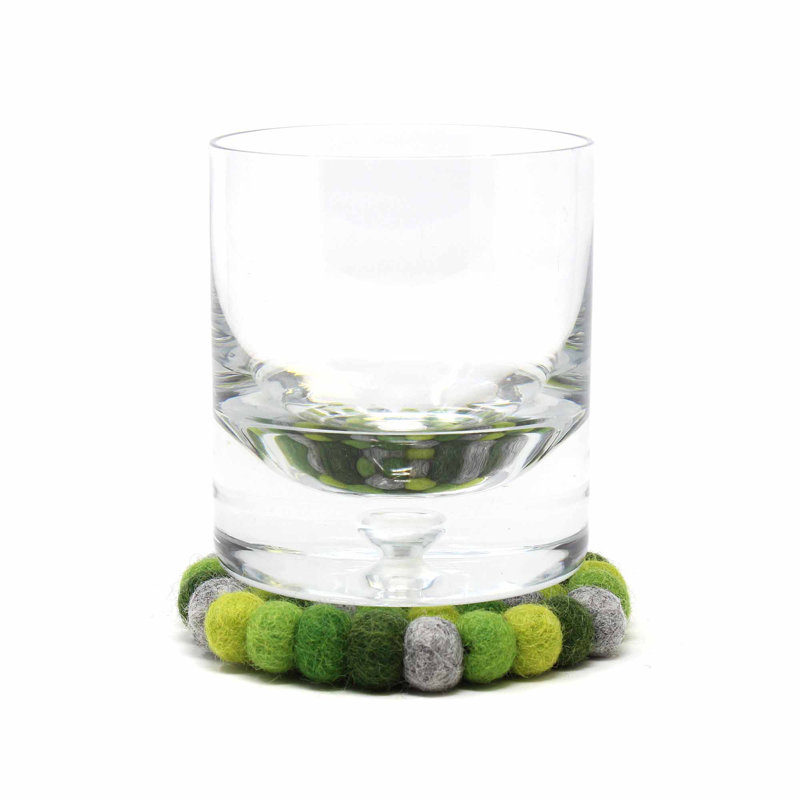 Sous-verre à billes de feutre fabriqué à la main, Vert