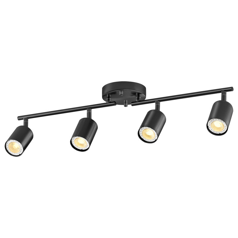 Matte Black Adjustable 4-Light Track Fixture with LED Bulbs