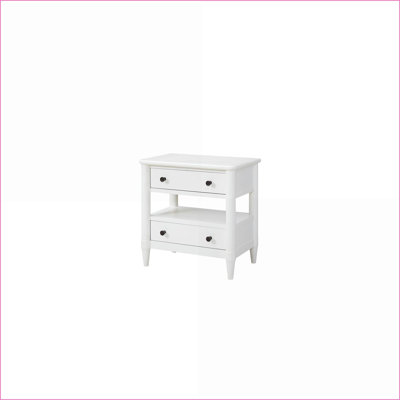 Table de chevet blanche ouverte à 2 tiroirs avec feutre & amp; Doublure de cèdre
