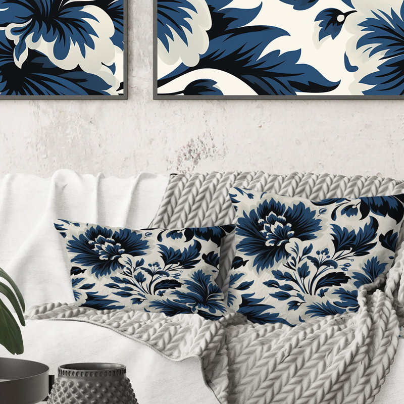 Coussin bleu et blanc Damas Euphony I - Damask