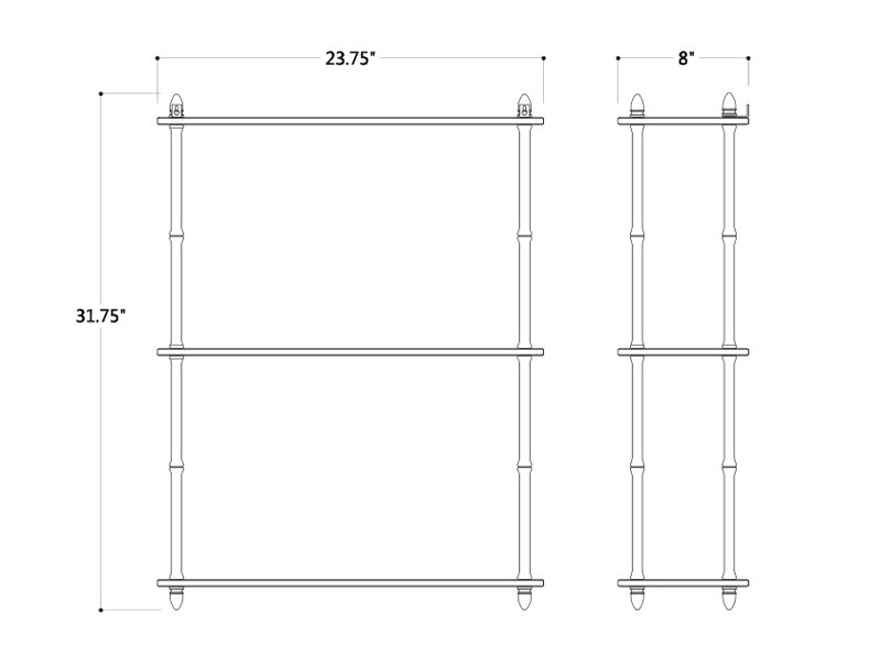 3 Piece Metal Tiered Shelf, Polished Nickel