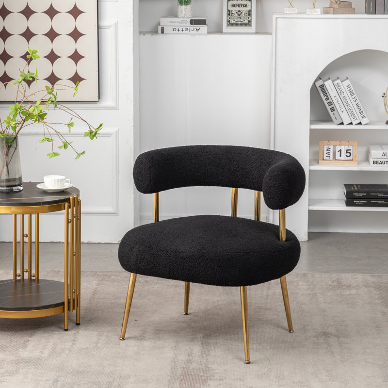 Upholstered Faux Fur Barrel Chair, Black
