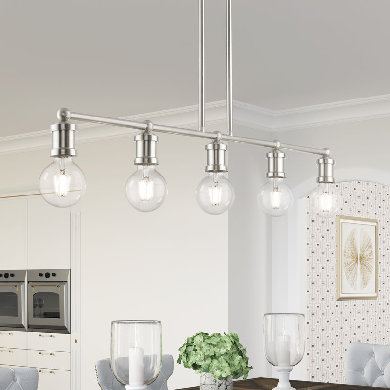 Grand lustre linéaire Grogan, Nickel brossé