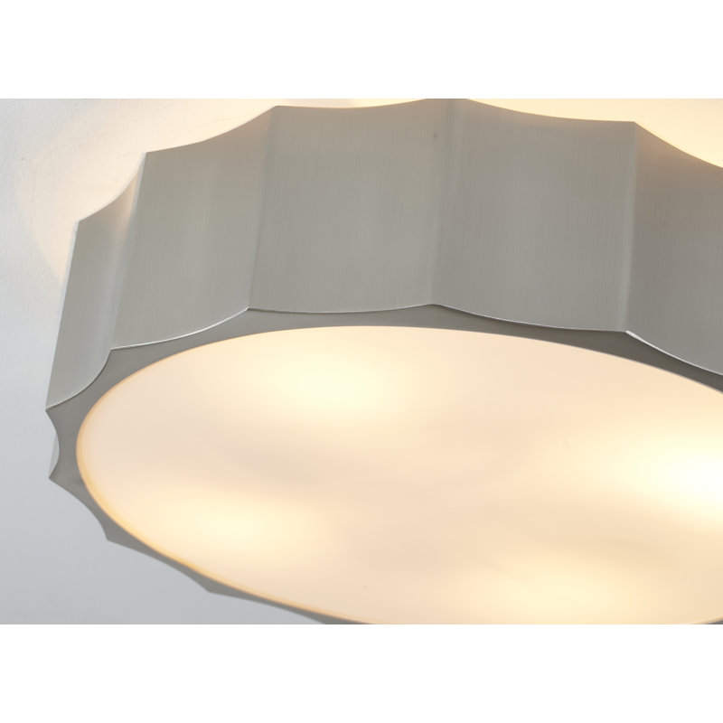 Kimbrel 4 - Light Gold Round Flush Mount With Acrylic Diffuser, Shiny Nickel