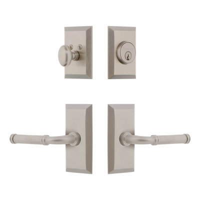 Fifth Avenue Short Plate Complete Entry Set with Single Cylinder Deadbolt and Soleil Lever