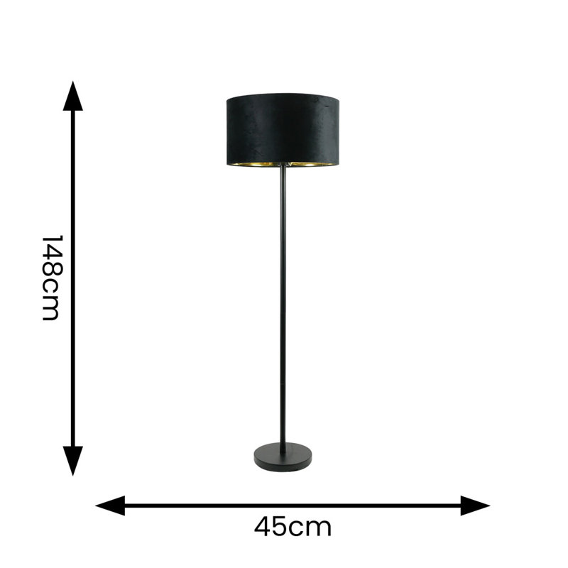 Baillieu 148cm Traditional Floor Lamp, Matte, No, Black