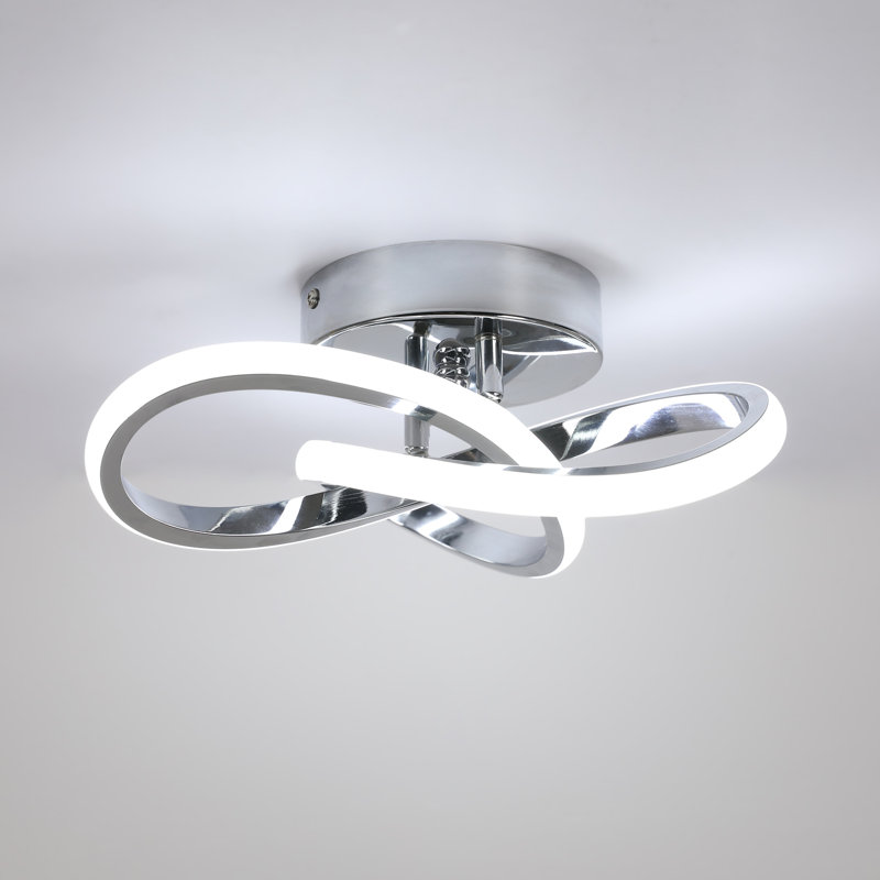 Modern LED Ceiling Light, 20W Modern Spiral Design LED Lamp, 6000K, Sliver