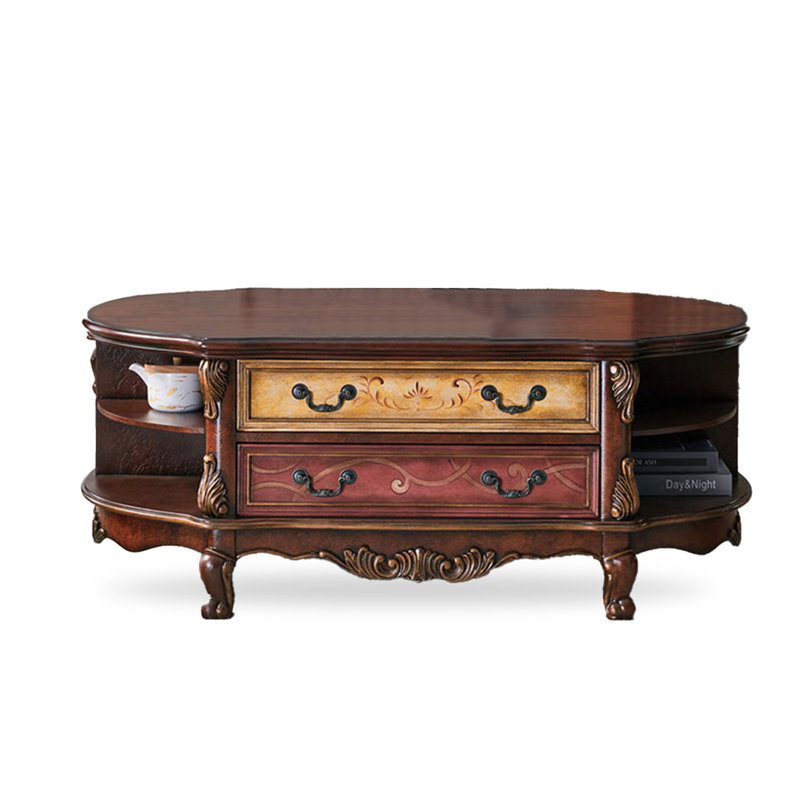 Table basse vintage en bois massif peint, H 21,65 po x l 55,12 po x P 33,46 po