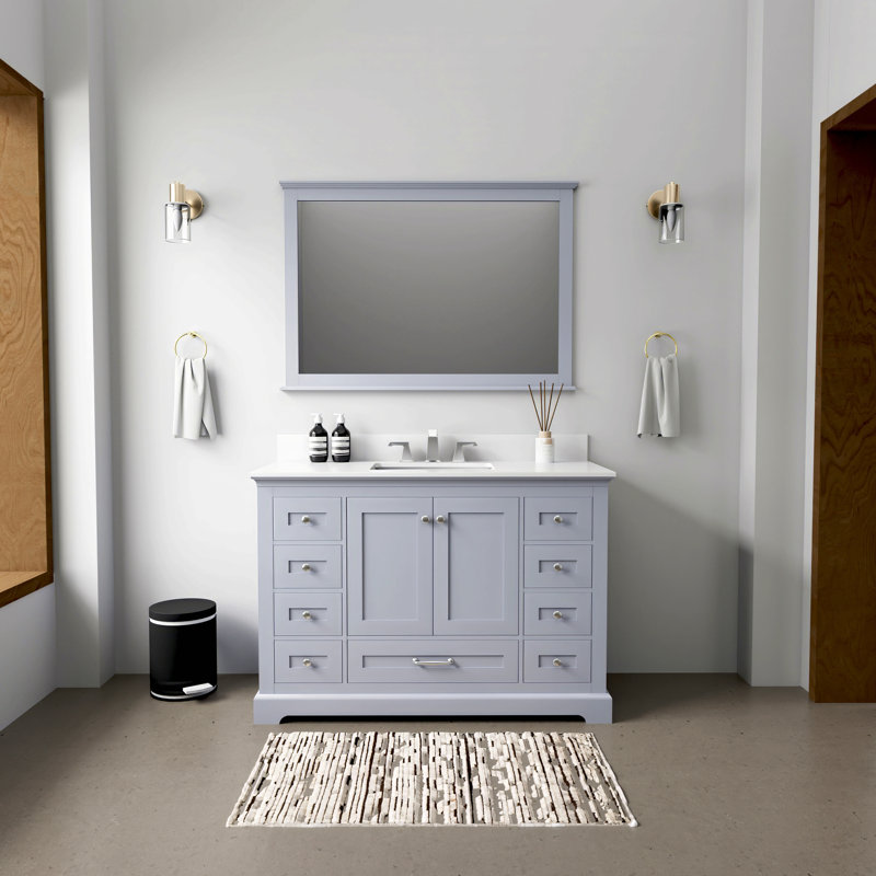 Single Bath Vanity 48 In. W X 22 In. D, With Cultured Marble Top, Gray